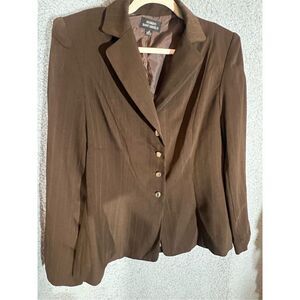 Giorgio Sant'Angelo Size 10 Womens Button Down Dress Jacket in Pinstripe Brown G